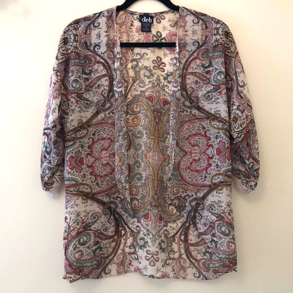 DEB Paisley Open Front Semi Sheer Top - Picture 1 of 5